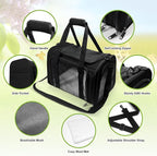 Dog Carrier for Pets, Up to 25 Lbs, Collapsible Travel Carriers for Puppy with Shoulder Strap and Removable Mat, 20x13x13 Inch, Black