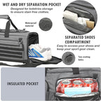 Gym Bag for Men and Women, 50L Extra Large Duffle Bag, 3-in-1 Travel Sports Duffel Bags with Shoe & Laptop Compartment for Overnight Weekender Gym Traveling Workout Deployment, Black + Gray
