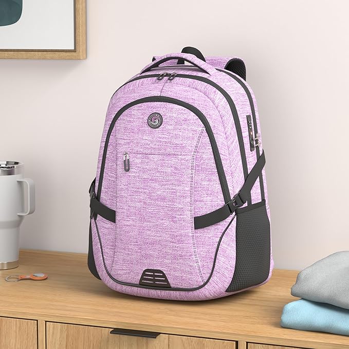 SHRRADOO Anti Theft Laptop Backpack Travel Backpacks with Combination Lock for Women Men College Backpack Computer Bag Fits 17 Inch Laptop,Purple | Travel Backpacks
