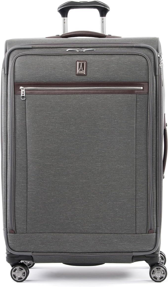 Travelpro Platinum Elite Softside Expandable Checked Luggage, 8 Wheel Spinner Large Suitcase, TSA Lock, Men and Women, Vintage Grey, Checked Large 29-Inch