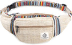 Freakmandu Eco-Friendly Boho Hippie Style Hemp Fanny Pack Hip Waist Bag for Hiking Running Jogging (Beatnik)