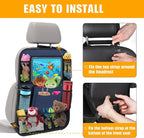 ULEEKA Car Backseat Organizer with 11" Table Holder, 10 Storage Pockets Seat Back Protectors Kick Mats for Kids Toddlers, Travel Accessories, 2 Pack, Blue