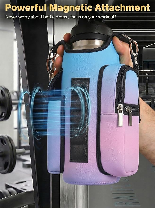 AUPET Magnetic Gym Bag for Men & Women, Small Gym Bag Organizer, Crossbody Magnets Gym Water Bottle Bag Holder Carrier Fits for 18-40oz Owala Yeti Hydro Flask, Workout Pouch for Phone, Keys & Wallet