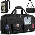 RAINSMORE 3 in 1 Gym Bag for Men, 45L Large Sports Duffle Bag with Shoe Compartment and Wet Pocket, Water-Resistant Tactical Backpack Carry On for Travel, Workout & Military Gear, Black