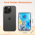 Mayski Credit Card Holder, RFID Blocking, Aluminum Alloy Hard Case, Small Mini Business Metal Wallet for Women Men, Blue Flower