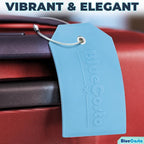 BlueCosto - Luggage Tags - Large, Blue, 5 PK - PVC Suitcase Tags w/Privacy Cover & Stainless Steel Wire Loops - Personalized Baggage Identifiers for Travel - Backpack Name Labels