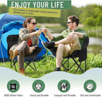 2 Pack Compact Camping Chairs Portable Folding for Outside with Carry Bag Lightweight Moon Chairs for Travel Picnic Hiking Beach Fishing, 600D Oxford, Supports 330lbs(Black)