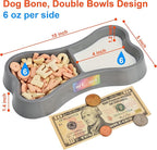 Set of 2 Lightweight Small Dog Puppy Cat Food and Water Bowls 6 oz Double Pink Plastic Portable Outdoor Travel Dish (Pink and Gray Set)