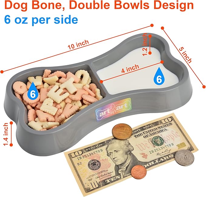 Lightweight Small Dog Puppy Cat Food and Water Bowls 6 oz Double Pink Plastic Portable Outdoor Travel Dish (Indie Pink)