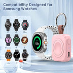 for Samsung Galaxy Watch Charger,1200mAh Portable Charger for Samsung Galaxy Watch 8/8 Classic/7/Ultra/6/6 Classic/5/5 Pro/4/3,Active 2/1 (Pink)