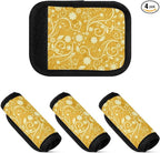 4 PC Luggage Handle Wrap Luggage Handle Covers Tags for Suitcase Bags Travel Luggage Handle Identifier Gripper Retro Yellow Floral