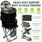CAMDOOR Portable Collapsible Stool, 16″Folding Stool with 3 Side Pockets and Shoulder Strap, Extra Large Camping Chair Supports 400 lbs, Ultralight Portable Seat for Outdoor, Hiking, Fishing (Black)