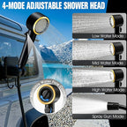 FizZeal Portable Shower for Camping, 8000mAh Rechargeable Portable Camping Shower Pump with 6.6 Gallons Foldable Bucket, 5 Speed & LED Display,Rinse Kit Portable Outdoor Camping Travel Shower Head