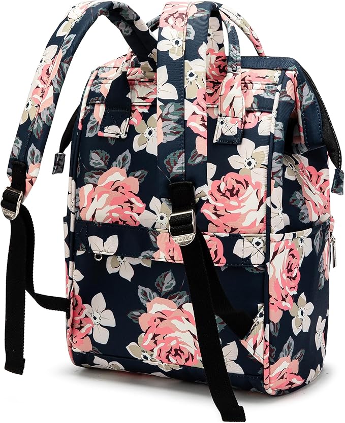Kinmac Laptop Backpack for Women and Men, Large Capacity Travel Backpack for 15.6 inch Laptop Computer (Blue Rose)