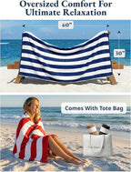 LANE LINEN Beach Towels 4 Pack - Premium 520 GSM Beach Towel, (30" x 60") 100% Cotton Pool Towel for Adults - Qick Dry Large Towels, Soft & Highly Absorbent Set for Travel & Vacation - Ocean Breeze