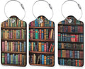 Vintage Book Luggage Tags for Suitcase 3 Pack, Privacy Cover ID Label with Stainless Steel Loop and Address Card for Travel Bag Suitcase