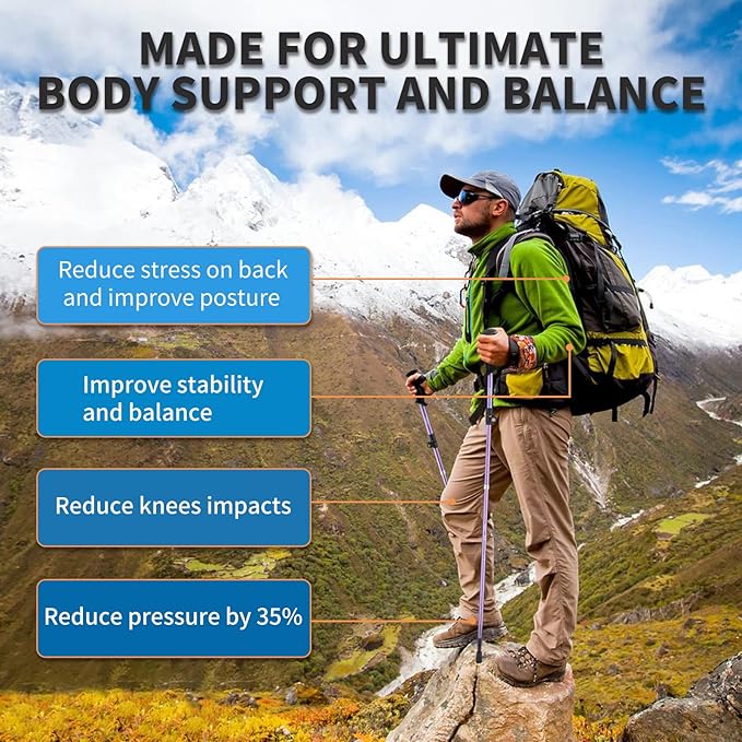 AISUNOURDOOR Lightweight Adjustable Trekking Poles, Aluminum Collapsible Travel Hiking or Walking Sticks for Women Children, with One Disposable Raincoat