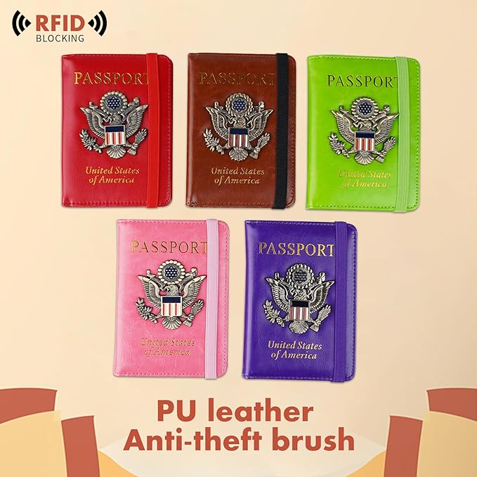 Passport Holder Cover Travel Wallet RFID Blocking Wallets Family Passport Organization Personalized Wallet Case for Men and Women Travel Must Haves (Red)