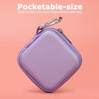 Ginsco Mini-Portable Hard Shell Square Earbuds Case for Apple EarPods/Samsung Galaxy Wired/Wireless Earbuds, Cell Phone Accessories Organizer with Carabiner for Earphones (1, Purple)