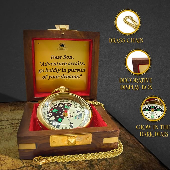 The Dream Chaser Compass - Go Confidently -2026 Unique Graduation Gifts for Him, College, High School, Cool Birthday Gift Idea for Son, Boys, Motivational Greeting Card Included