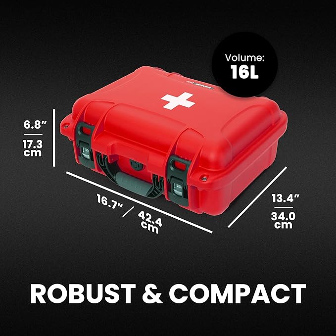 NANUK 920 Waterproof First Aid Box Empty – Durable, Medical First Aid Organizer Case, IP67-Rated, Dustproof, Impact-Resistant, and Floats (15" x 10.5" x 6.2") – Red