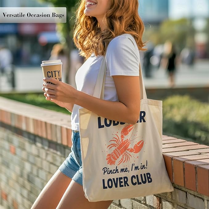 Aesthetic Canvas Tote Bag, Cute Reusable Bags for Women with Inner Pocket
