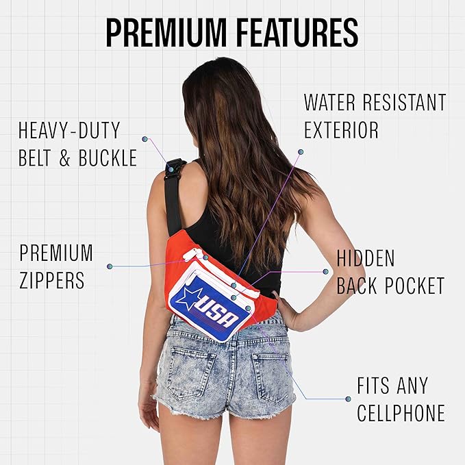 American Flag Fanny Pack I 4th of July Bum Bag Crossbody - Flag For Halloween costumes - USA Fanny Pack for 4th of July accessories for women
