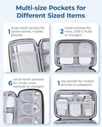 BAGSMART Electronics Organizer Travel Case, Cable Charger Cord Tech Organizer Pouch for Phone Charger Accessories, Beige