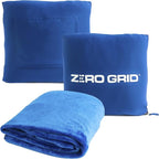 Zero Grid Lightweight Travel Blanket – Premium Compact Wearable Airplane Blanket with Neck Snaps, Cozy Foot Pockets, Zipper Pouch, converts to Soft Pillow for Ultimate Comfort - Royal Blue