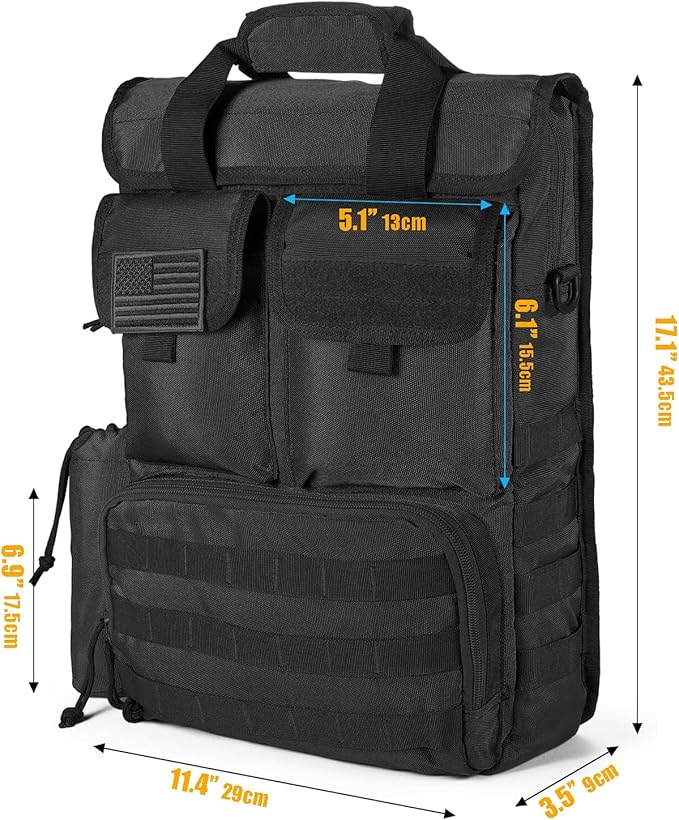 Tactical Briefcase,17.3 Inch Military Laptop Messenger Bag Shoulder Crossbody Bag Handbag for Men (17.3''Black)
