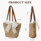 Trifabricy Beach Bags for Women, Summer Straw Bag, Woven Straw Beach Tote Bag Shoulder Handbags