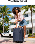 BAGSMART Expandable Carry On Luggage 22x14x9 Airline Approved, 20 Inch Travel Luggage with Spinner Wheels, Lightweight Hard Shell Suitcase Carry on Dark Blue