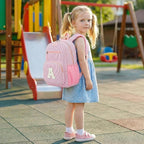 Mini Toddler Backpack for Girls 2-4, Cute Personalized Preschool Kindergarten Backpack for Kids Birthday Gifts (Pink K)