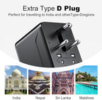 VYLEE Universal Travel Adapter, Type D/G/C/I/A International Adaptor with 2 USB C 2 USB A, Worldwide Charger for Europe UK Maldives Sri Lanka India Nepal Ghana Zimbabwe Tanzania Nigeria (Black)