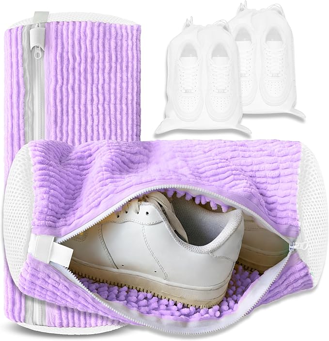 2Pcs Reusable Shoe Washing Machine Bag for Washer and Dryer:Free Up Hands, Prevent Deformation,shoe bag with Zipper Protection Design, Use for all Shoes,Sports Shoes