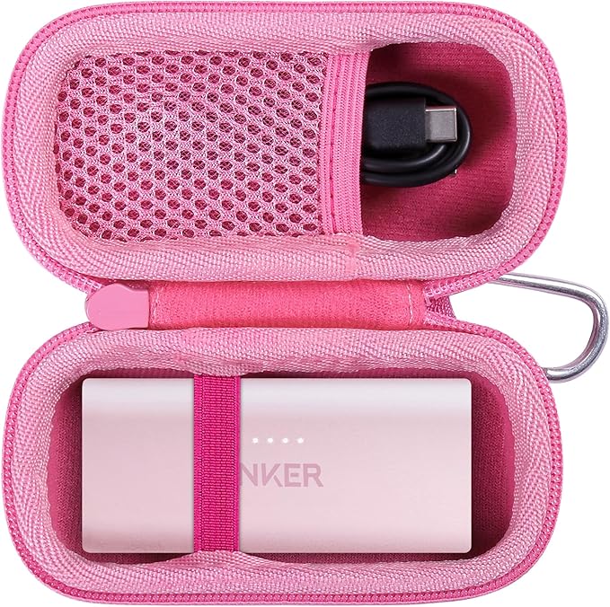 co2CREA Hard Case Compatible with Anker 621 Nano Power Bank 5,000mAh 12W Portable Charger, Pink Case
