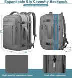 AREYTECO 60L Travel Laptop Backpack for Men, Extra Large Backpack, Big Capacity Carry On Backpack, 18-19 Inch Laptop Backpack Water Resistant Luggage Computer Daypack College Bag, Grey