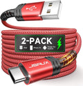 JSAUX USB C Cable [2-Pack 3.3ft+6.6ft], USB A to USB Cord Fast Charging for iPhone Air, iPhone 17, iPhone 17 Pro, iPhone 17 Pro Max, iPhone 16/iPhone 15 Series, Galaxy S20 S10, Note 20, Car Play-Red