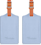 Travelambo Luggage Tags for Suitcases Faux Leather Privacy Protection 2 Pack Bag Tags Travel Accessories Essential, Cross Blue