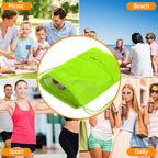 NATURAL STYLE Mesh Drawstring Backpack Bag, Gym Sports Bag with Zipper Pocket Bottle Holder, String Beach Bag for Swiming Travel (Green)