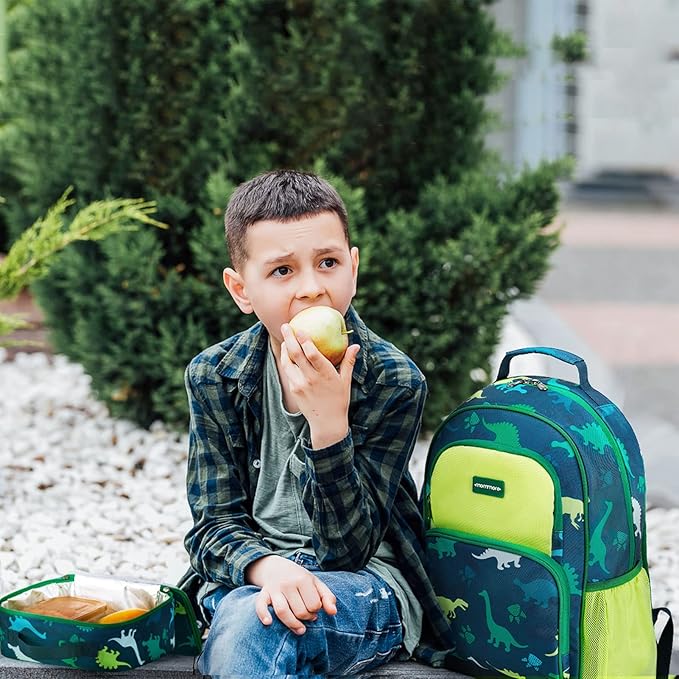 mommore Kids Backpack for Boys Girls 4-8 Kindergarten Elementary School Backpack with Lunch Box - 15” H Fit Folder