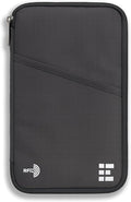 Zero Grid RFID Family Passport Holder for up to 6 Passports, Large Zippered Wallet for Men & Women, Fits Cards, Cash, ID, Sim Card; Premium & Compact Travel Document Holder - Shadow Grey