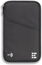 Zero Grid RFID Family Passport Holder for up to 6 Passports, Large Zippered Wallet for Men & Women, Fits Cards, Cash, ID, Sim Card; Premium & Compact Travel Document Holder - Shadow Grey