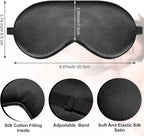 Xtinmee 30 Pieces Silk Sleep Mask Silk Eye Mask with Adjustable Strap Eye Cover for Sleeping Blindfold for Women Men Travel Rest(Black)