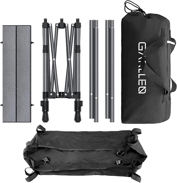 GARLLEN Folding Camping Table, 2-Height Adjustable Portable Roll-up Camping Table with Storage Net, Lightweight Aluminum Picnic Table with Carrying Bag for Cooking, BBQ, Outdoor, 32.2" L x 15.7" W