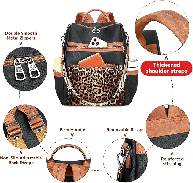 AGLOD Vegan Leather Laptop Backpack for Women 15.6 Inch Work Backpack Purse for Travel College