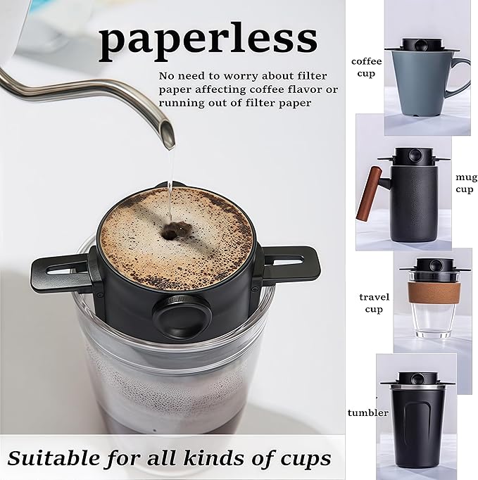 Siphon Coffee Maker Set, 5-Cup 600ml (20.3 oz) Borosilicate Glass Vacuum Brewer with Foldable Stainless Steel Coffee Filter, Dual Filtration for Home, Office & Camping（Filter Plus Version）