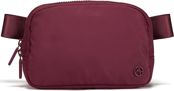 Pander Two Way Zipper Fanny Pack Nylon Everywhere Belt Bag for Women, Water Repellent Waist Packs, Crossbody Bags with Adjustable Strap (Red Merlot).
