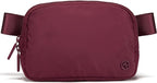 Pander Two Way Zipper Fanny Pack Nylon Everywhere Belt Bag for Women, Water Repellent Waist Packs, Crossbody Bags with Adjustable Strap (Red Merlot).