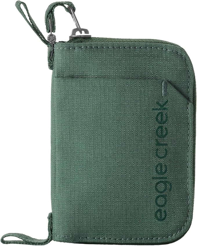 Eagle Creek Stash RFID Wallet – Slim Travel Wallet with RFID Blocking – Secure Passport, Cards & Cash – Lightweight, Water-Resistant Nylon – Zipper Closure – Unisex Design - Grass Green